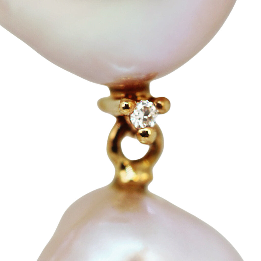 18Kt Gold Pearl & Diamond Earrings