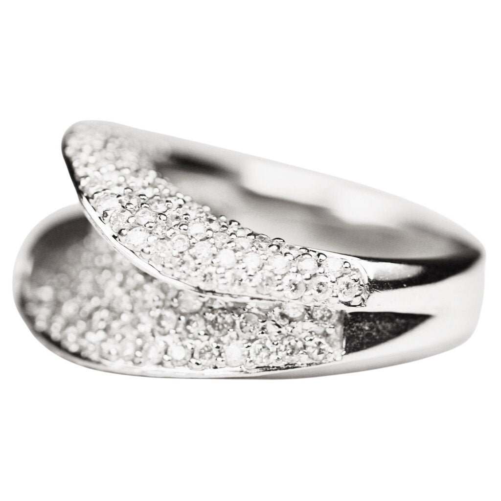 Diamond & 18Kt White Gold "Wave" Ring