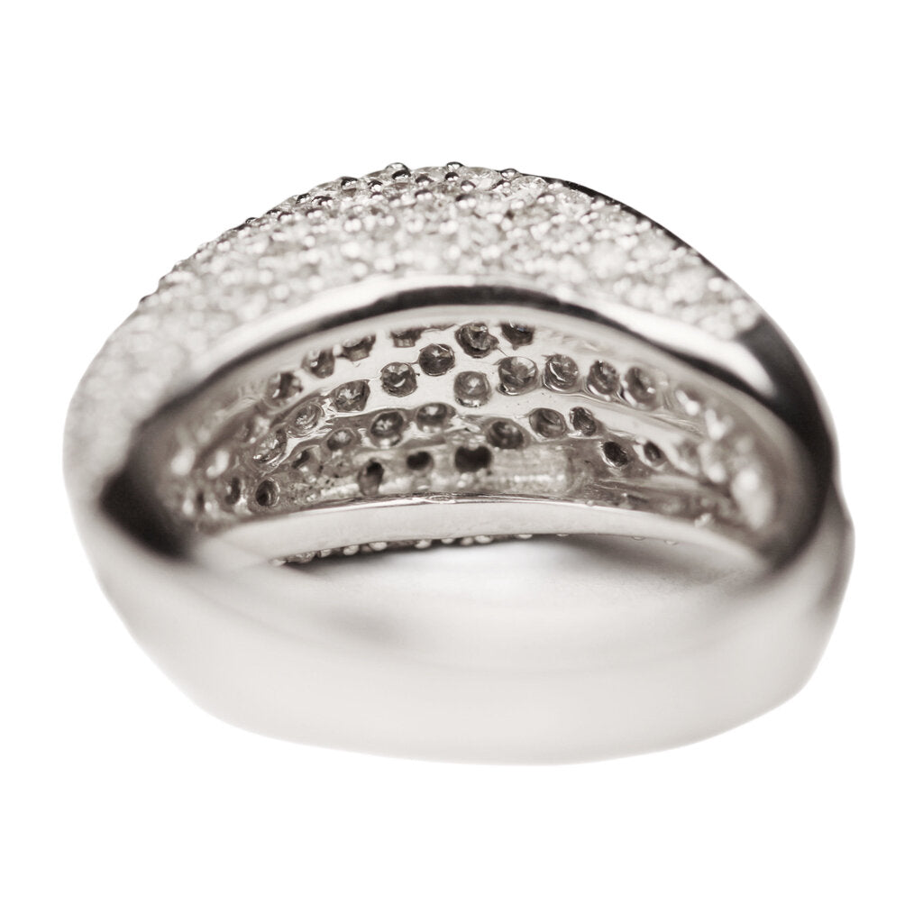 Diamond & 18Kt White Gold "Wave" Ring