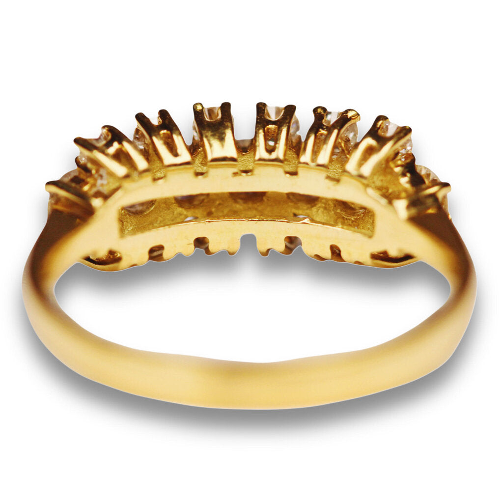 Three Row Diamond Ring in 18Kt Gold