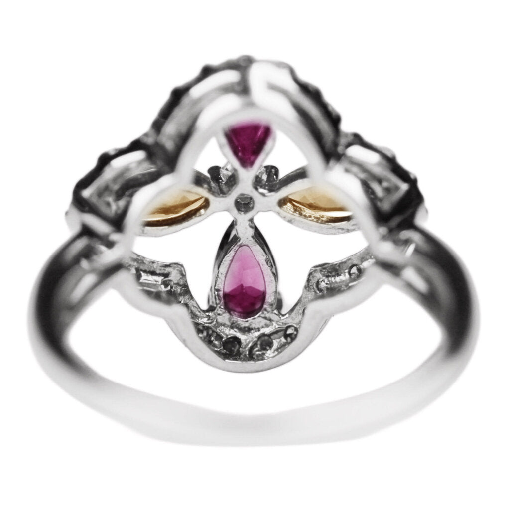 Garnet & Citrine Ring in 14Kt White Gold