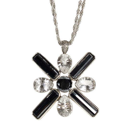 Stephen Dweck Hematite Crystal & Sterling Large Pendant w. Sterling Chain