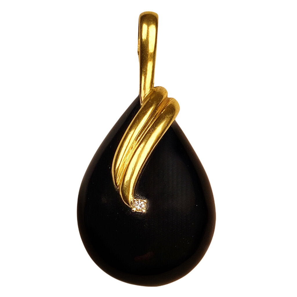 Polished Onyx Enhancer/Pendant Set w. Diamond & Mounted