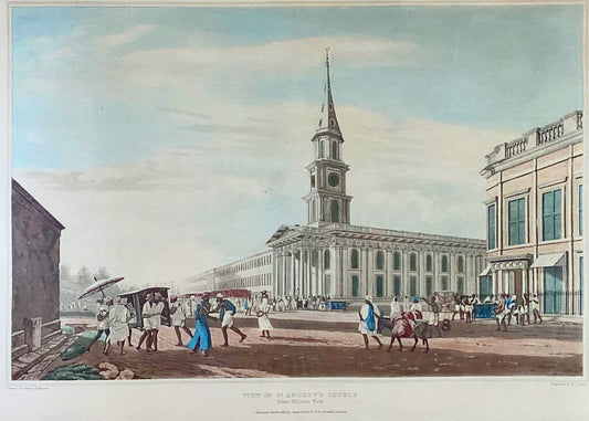 James B. Fraser." View of St. Andrew's Church." Engraving w Aquatint. c.1826