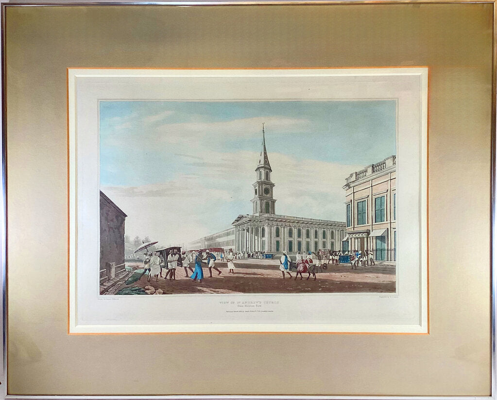 James B. Fraser." View of St. Andrew's Church." Engraving w Aquatint. c.1826