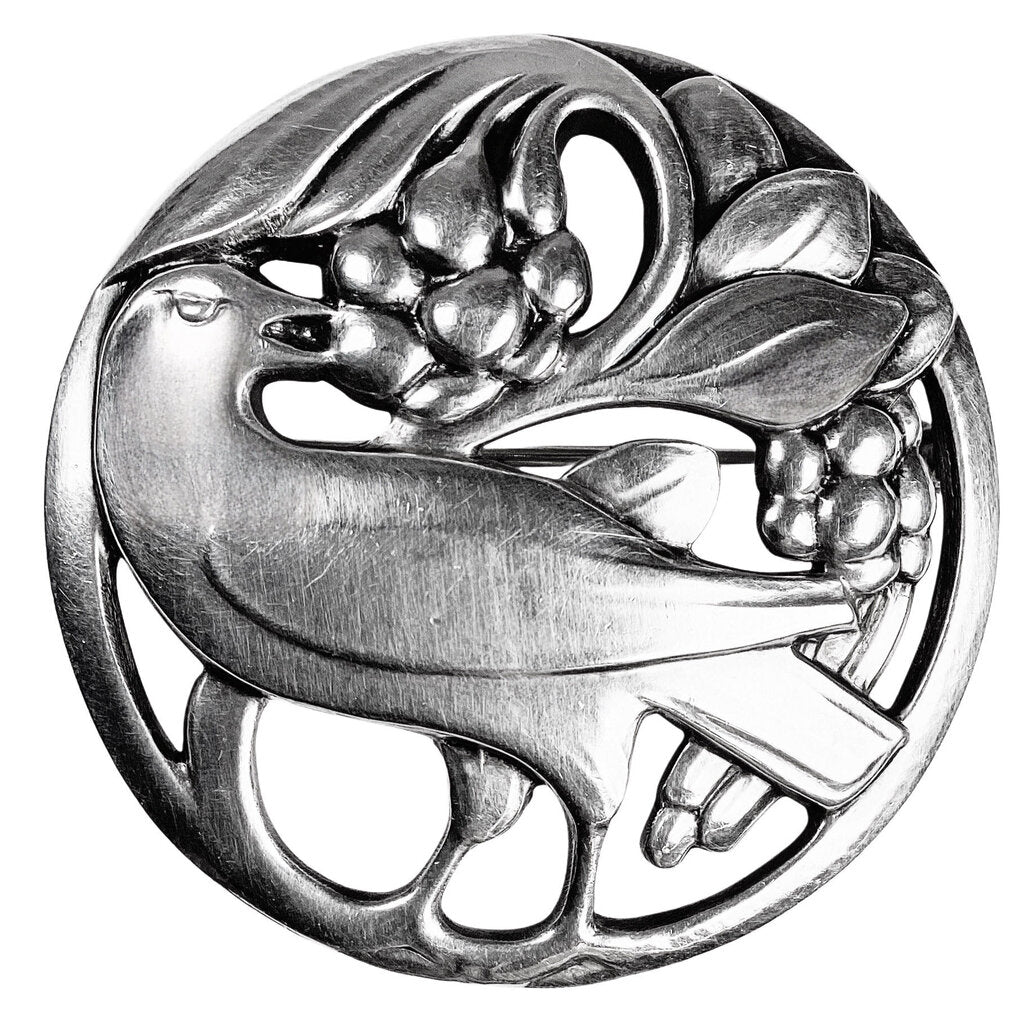 Georg Jensen Sterling Denmark Dove & Berries Brooch No. 175