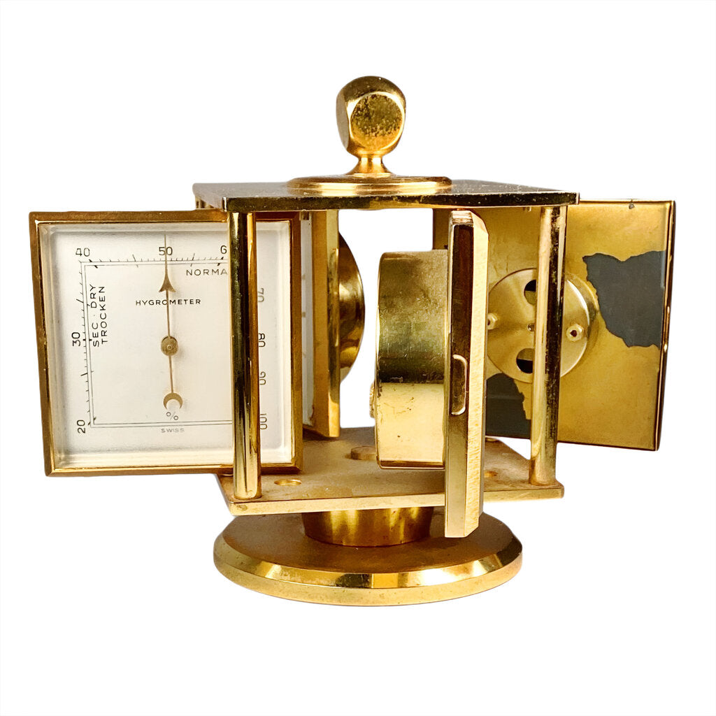 Imhof Midcentury Gilt Desk Clock and Weather Compendium