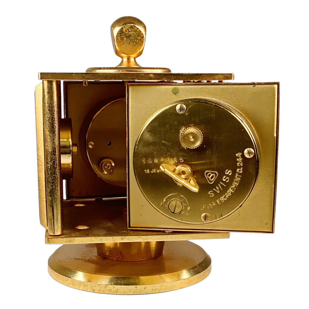 Imhof Midcentury Gilt Desk Clock and Weather Compendium