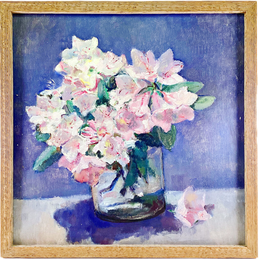 Pink Rhododendrons in Vase. Oil on Canvas. 1940's