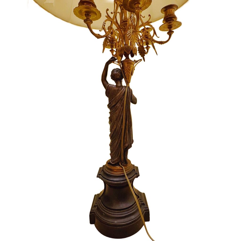 Pair of Bronze Neoclassical Chandelier Lamps