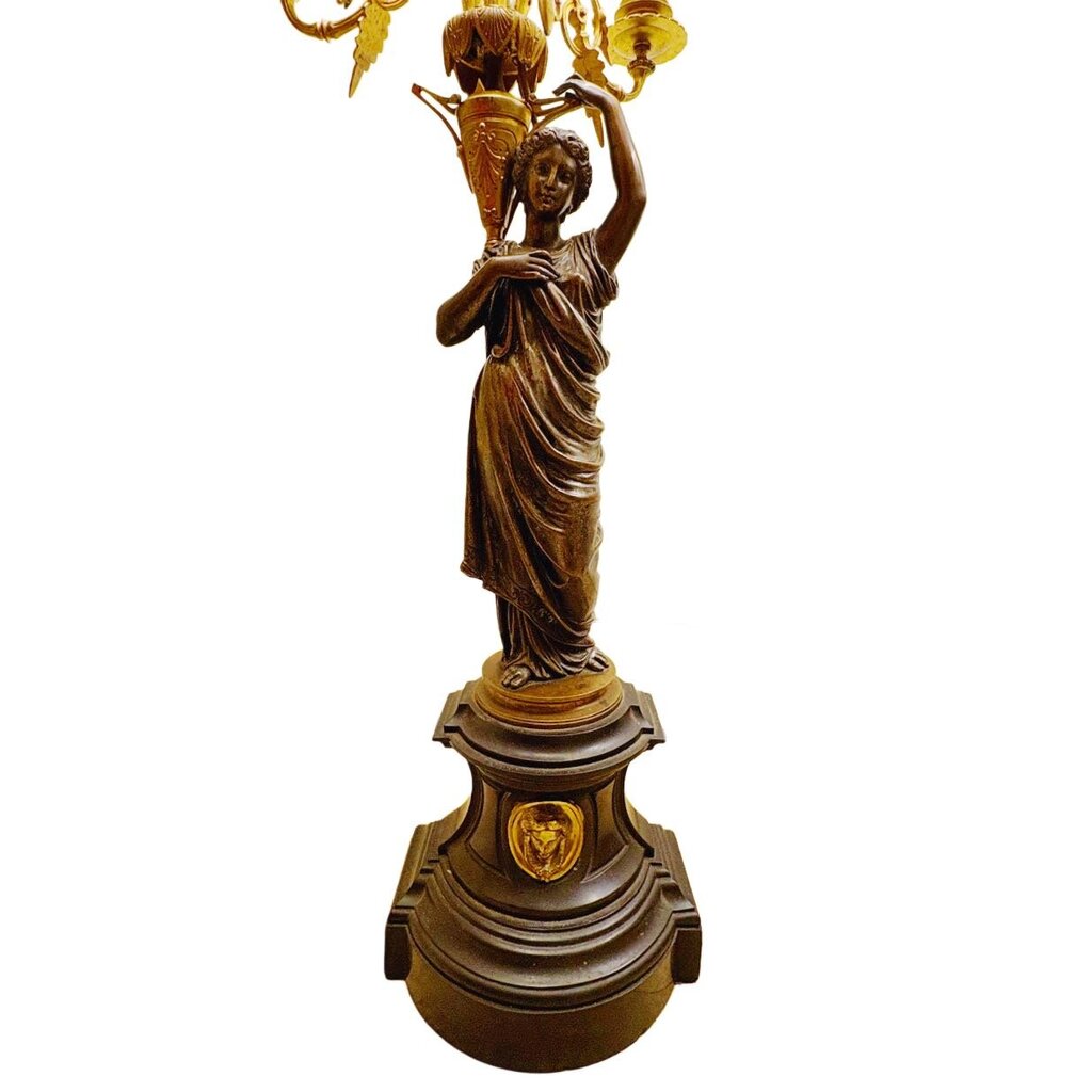 Pair of Bronze Neoclassical Chandelier Lamps