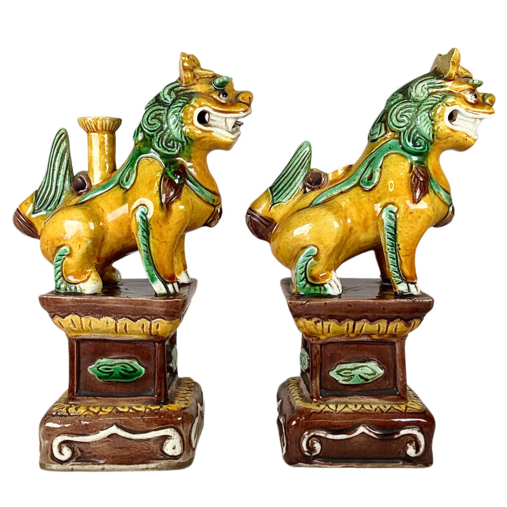 Sancai Glazed Foo Dog Pair. Early 20th c.
