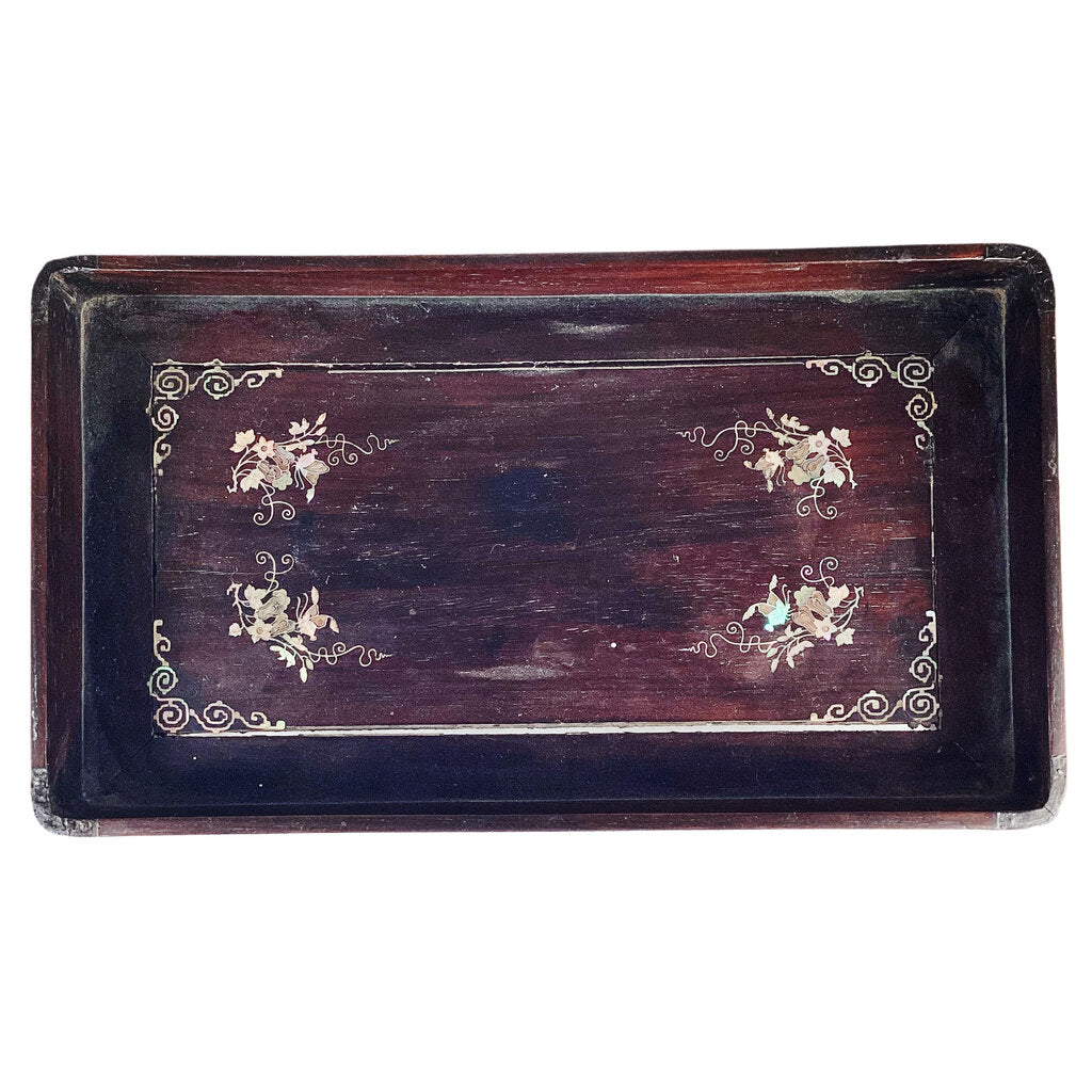 Antique Chinese Rosewood and Mother of Pearl Inlay Stand