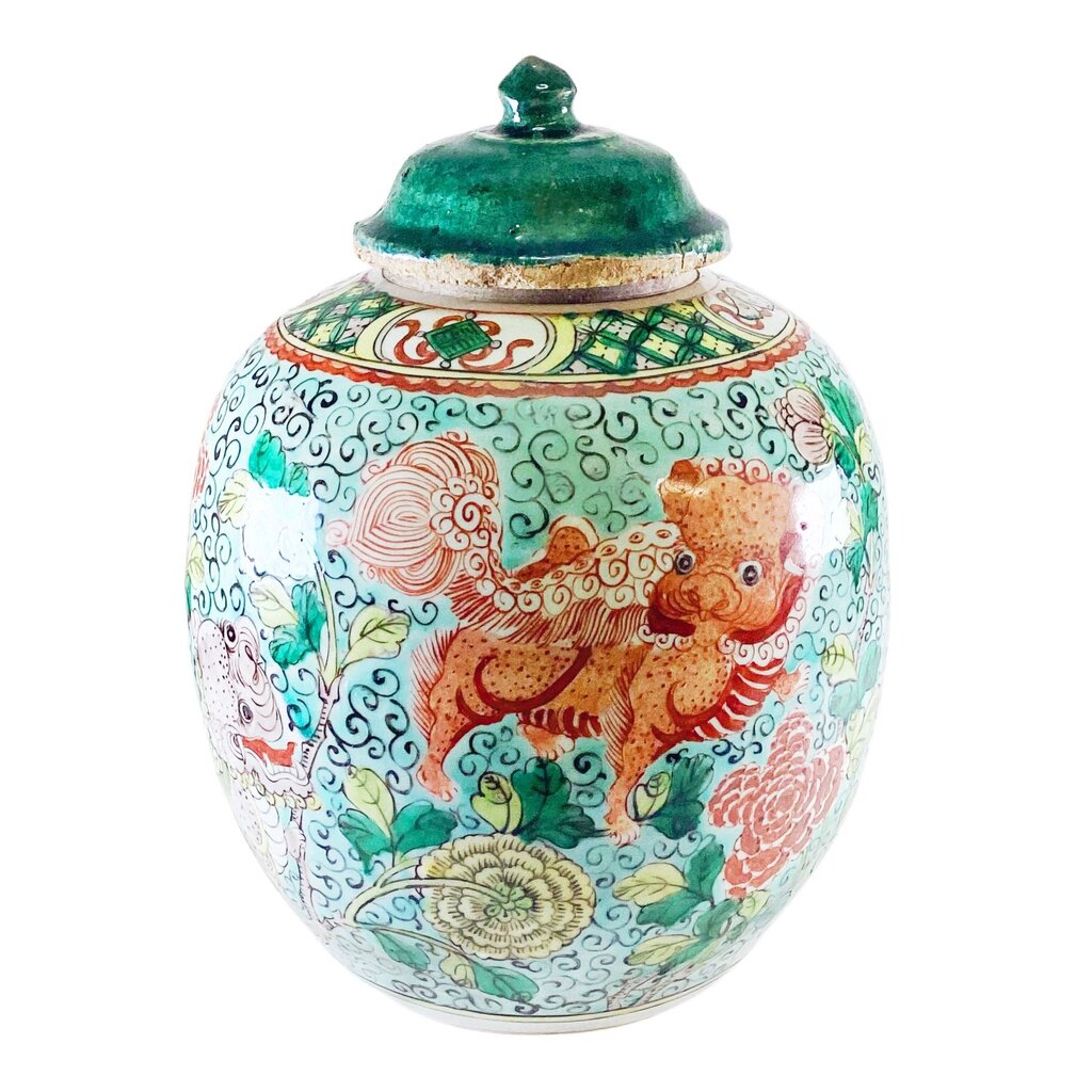 Chinese Export Ginger Jar w Dragons