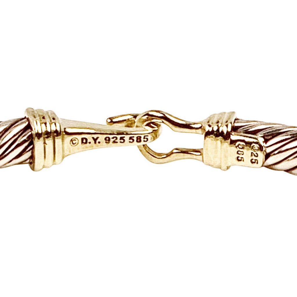 David Yurman Sterling & 14Kt Cable Buckle Bangle Bracelet