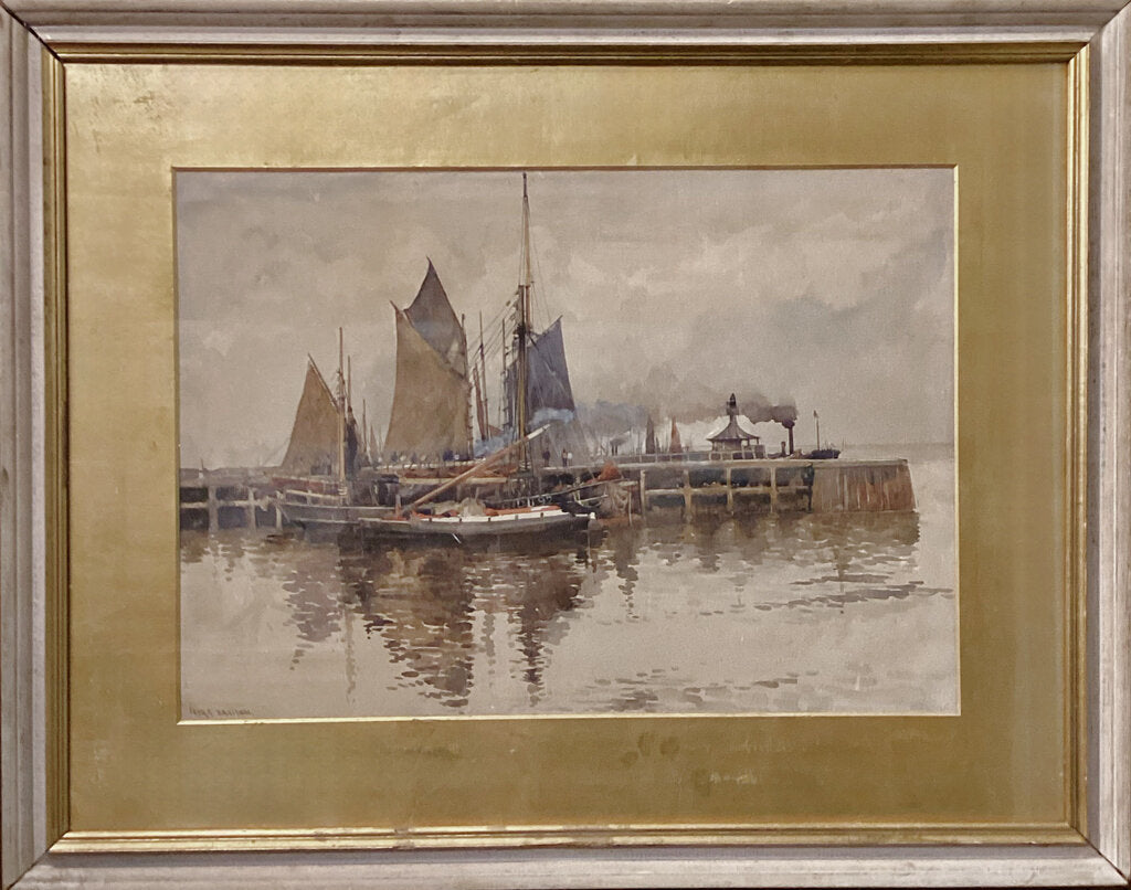 Nora Davidson. English Dock Scene. Watercolor on Paper.