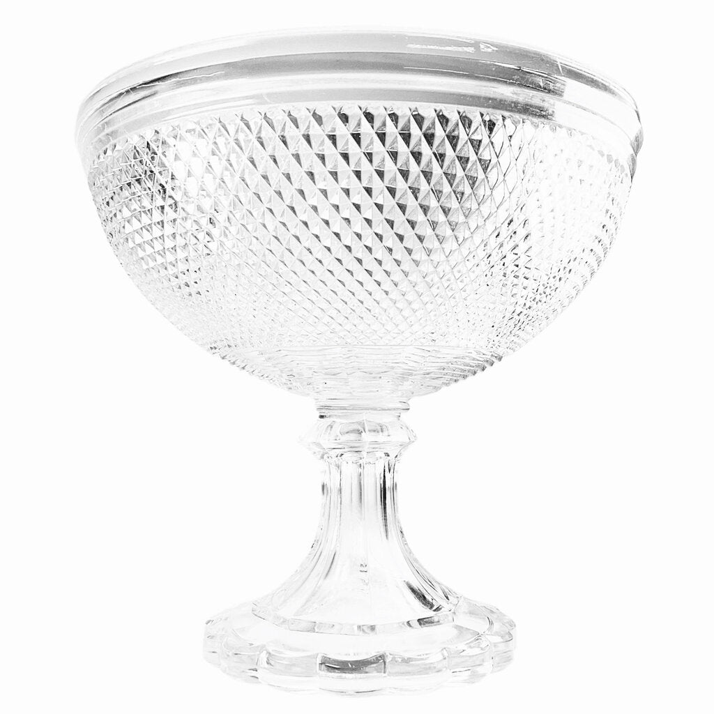 Diamond Point Flint Glass Pedestal Centerpiece Bowl 19th Century