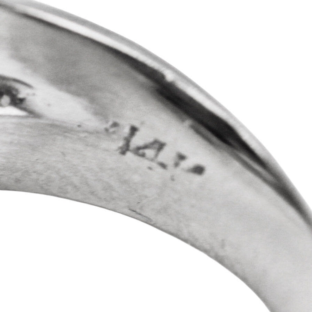 Art Deco Onyx & Diamond Ring in 14Kt White Gold