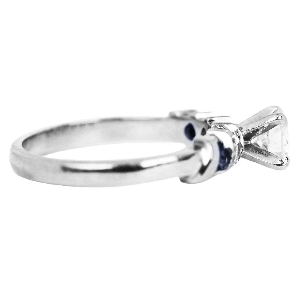 Diamond & Sapphire Ring in 14Kt White Gold 0.65 Carat Stone