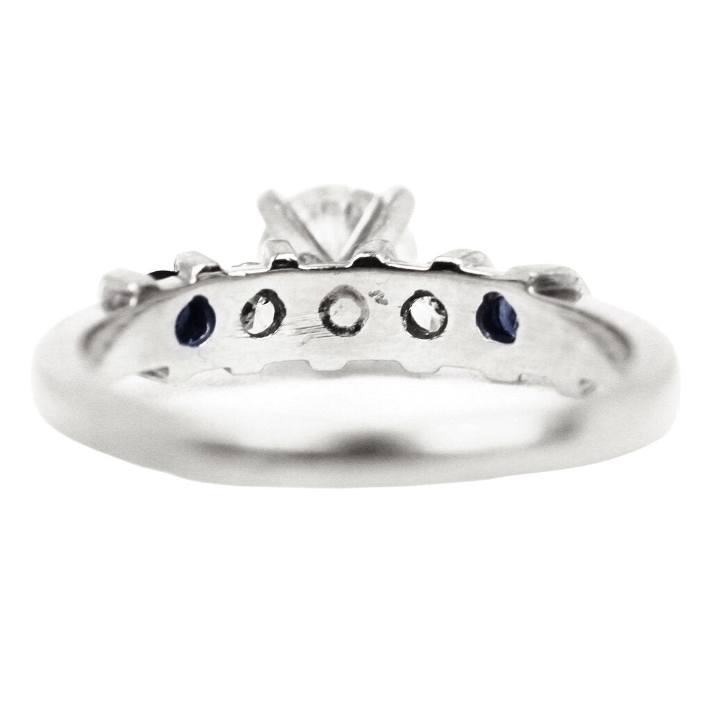 Diamond & Sapphire Ring in 14Kt White Gold 0.65 Carat Stone