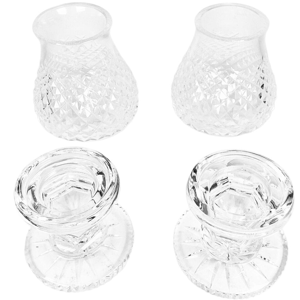 Pair of Waterford "Alana" Hurricane Lamps & Globes