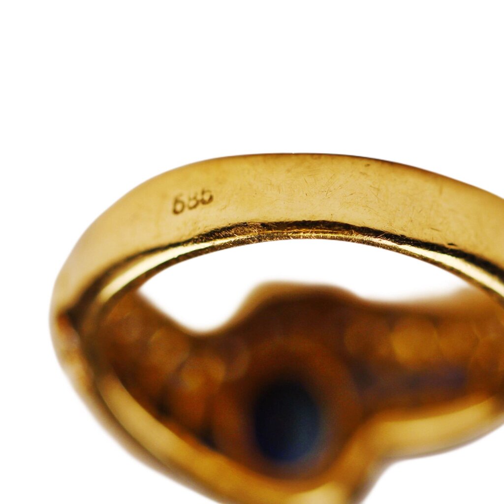 Sapphire & Diamond Tourbillon Ring Set in 14Kt Gold