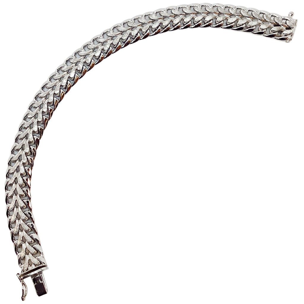 Italy 14Kt White Gold Flat Link Bracelet