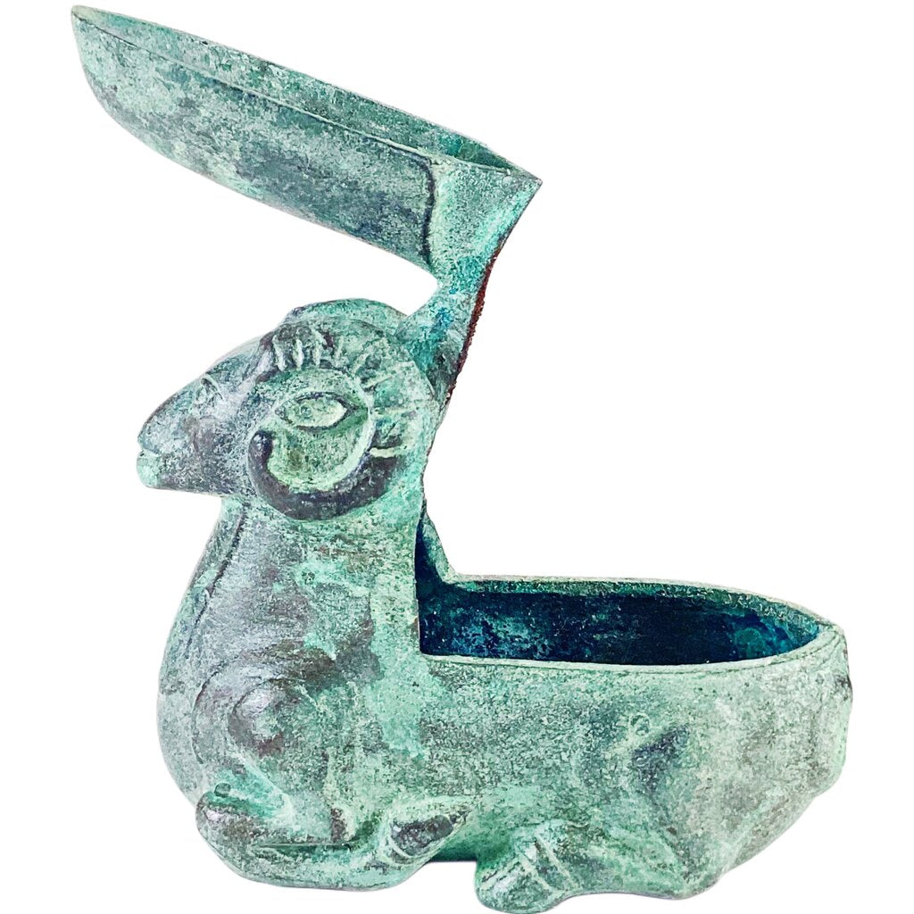 Bronze Ram Lamp in Silk Box