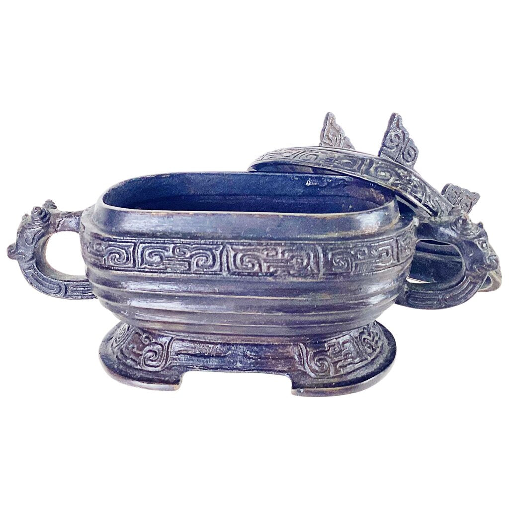 Archaistic Bronze Cast Food Vessel