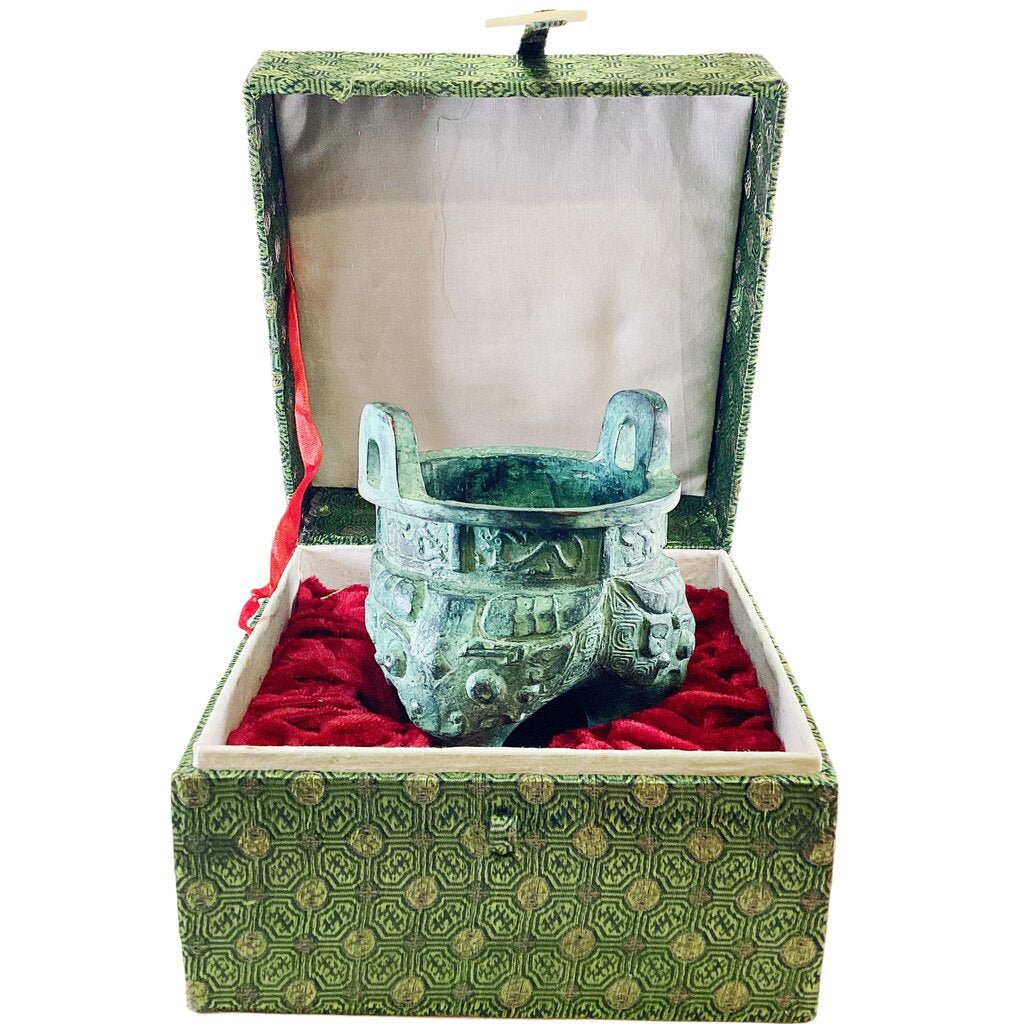 Bronze Cast Tripod Cooking Vessel in Custom Box
