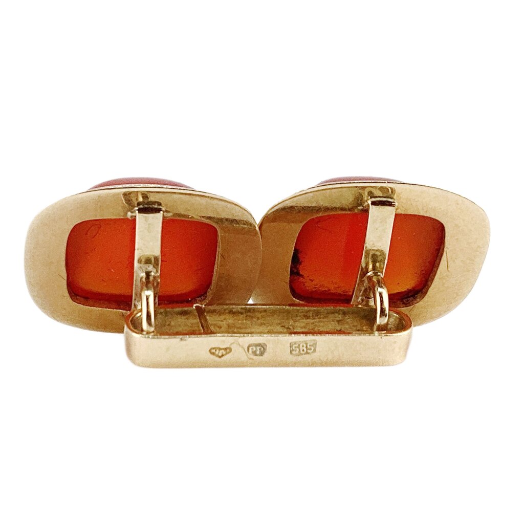 Carnelian & 14Kt Cufflinks. c. 1950s