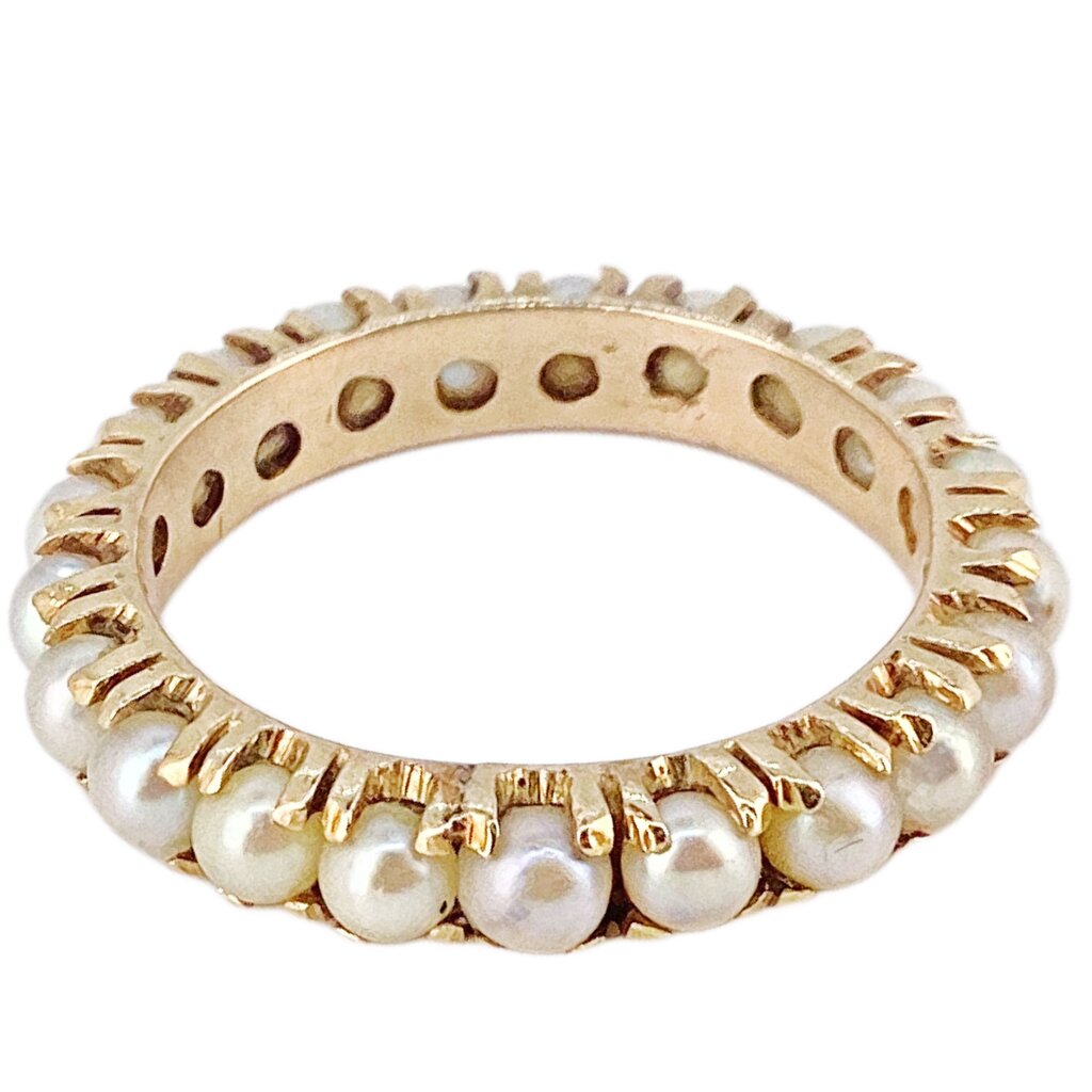Pearl Eternity Band Mounted in 18Kt
