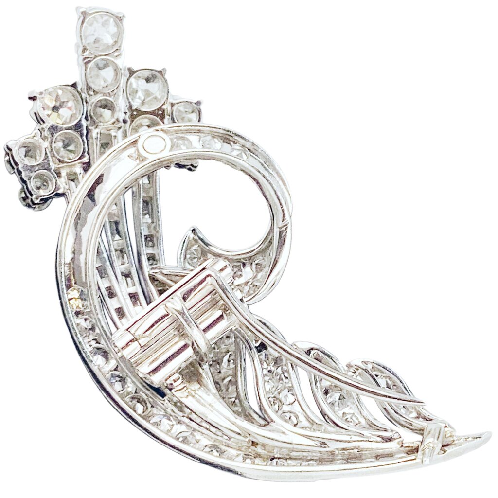 Diamond & Platinum Brooch c. 1940s, Culet Cut