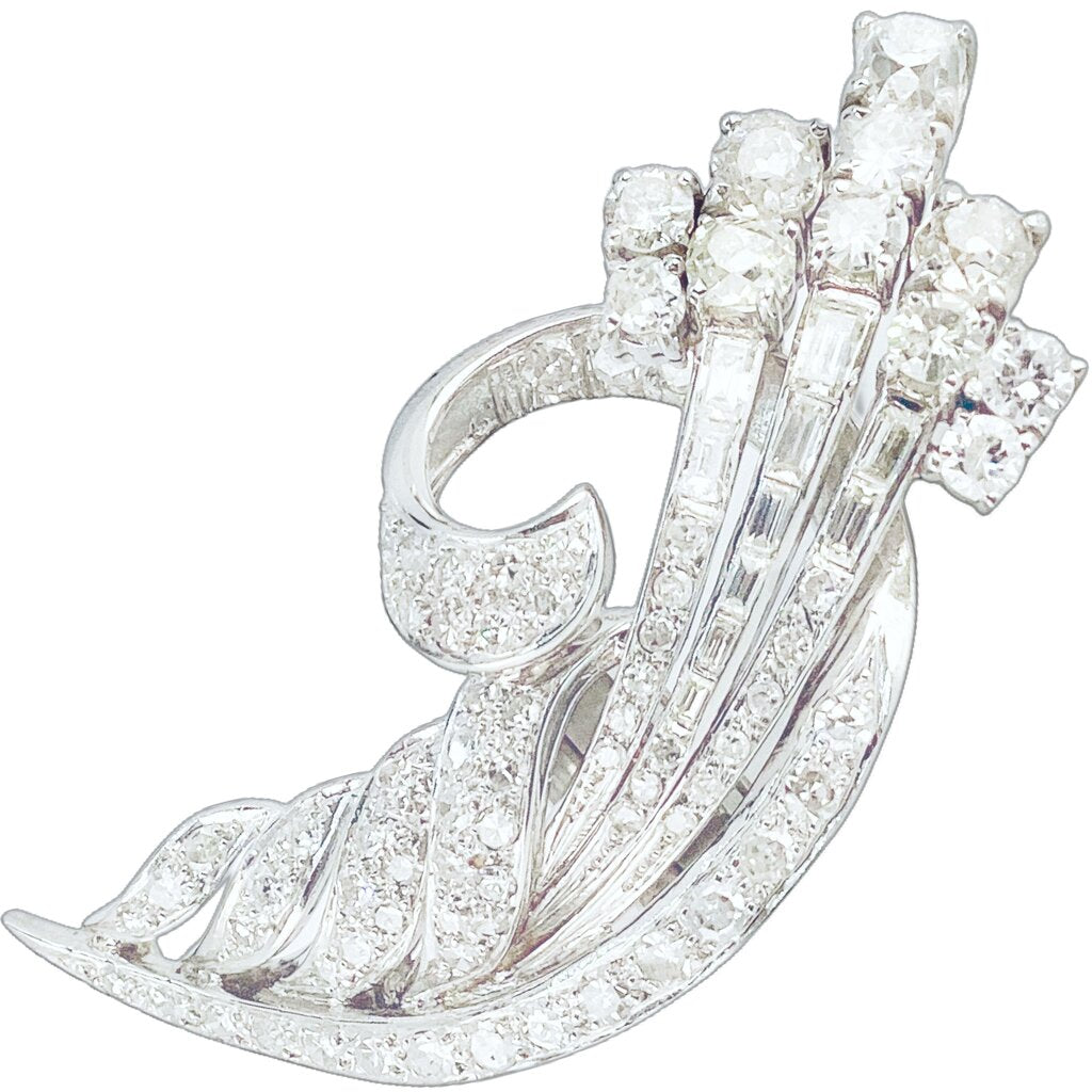 Diamond & Platinum Brooch c. 1940s, Culet Cut