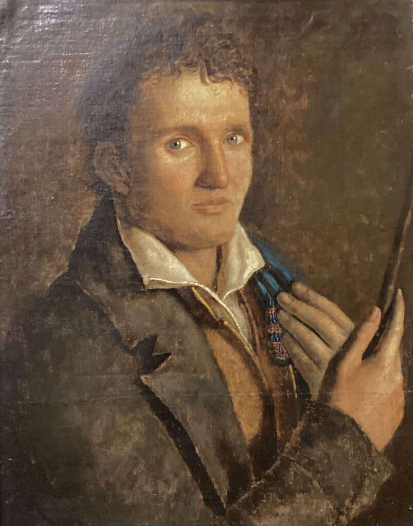 18th or 19th Century. Self Portrait of French Artist. Oil on Canvas.
