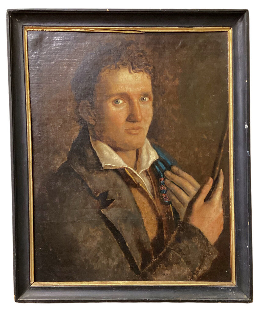 18th or 19th Century. Self Portrait of French Artist. Oil on Canvas.