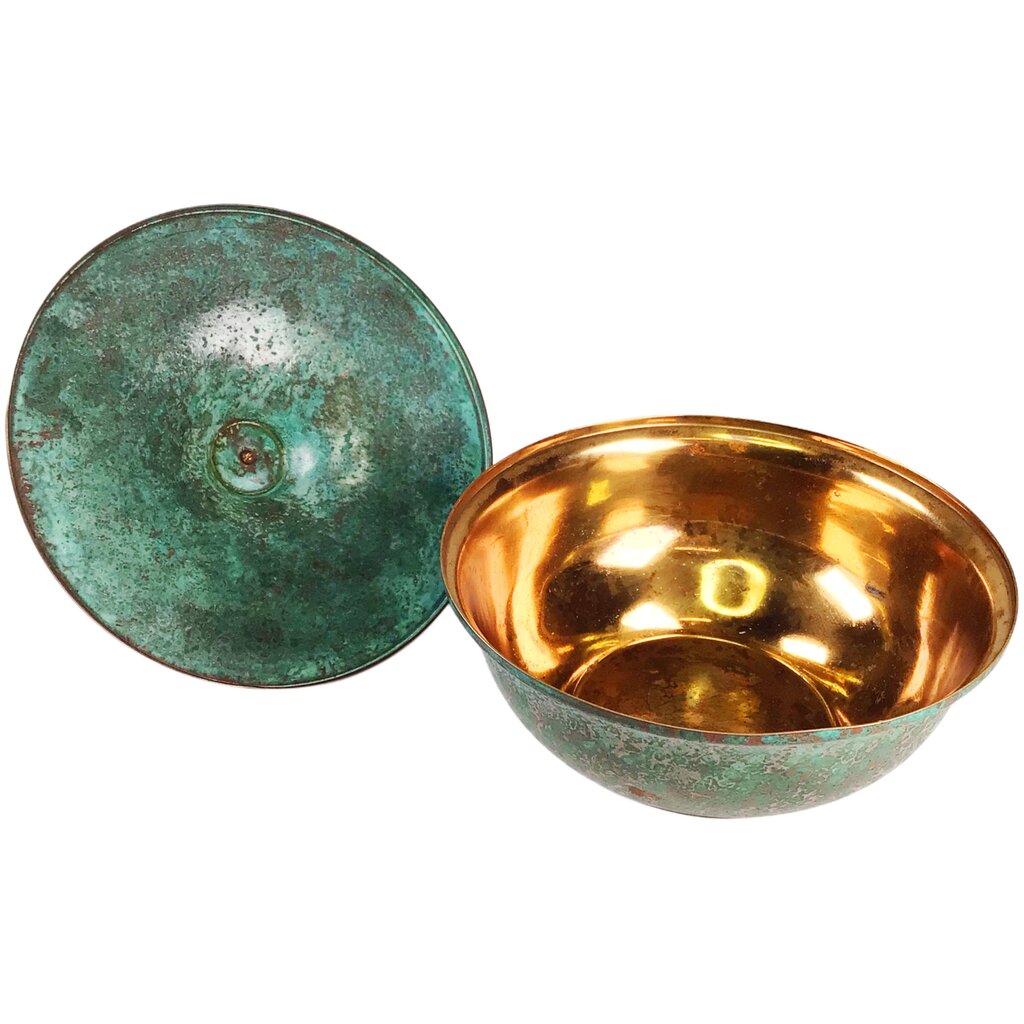 Carl Sorensen Bronze Verdigris Lidded Bowl