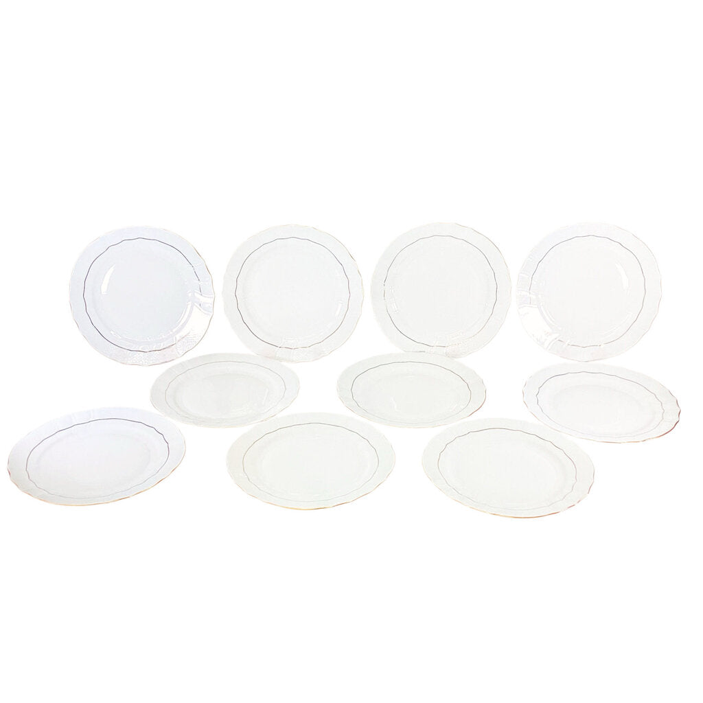 Set of 10 Herend Gold Rimmed Dinner Plates