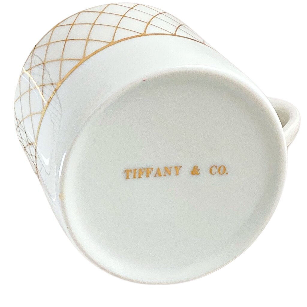 Set of 6 Tiffany Gold Lattice Espresso Cups & Saucers
