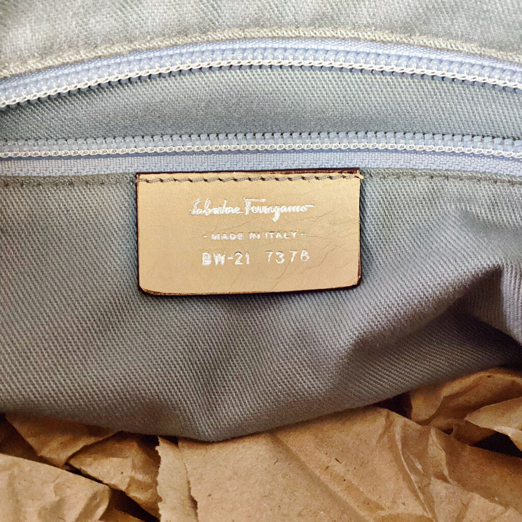 Ferragamo Beige Handled Bag w/ Over Shoulder Strap