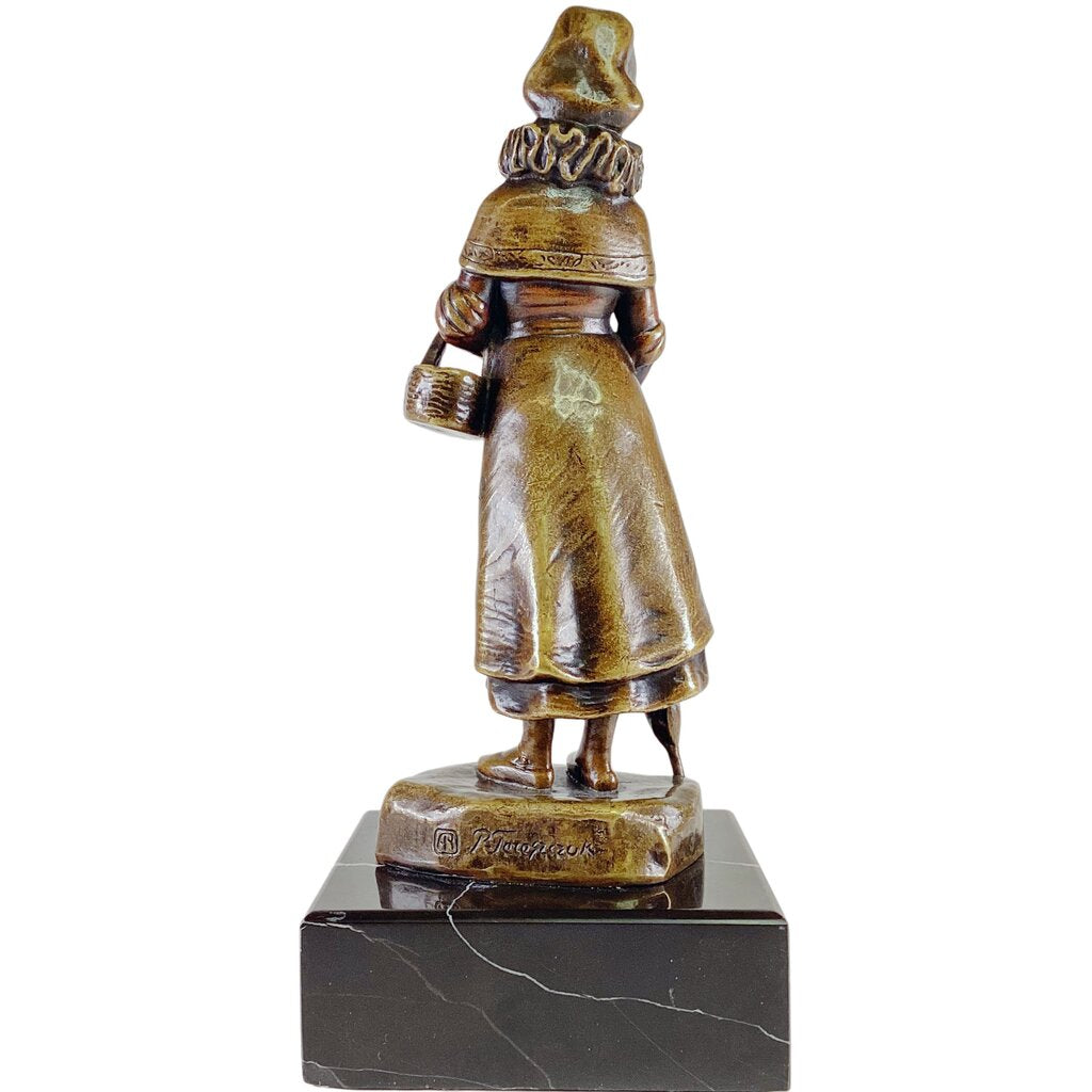 Patinated Statue of Girl w/ Umbrella