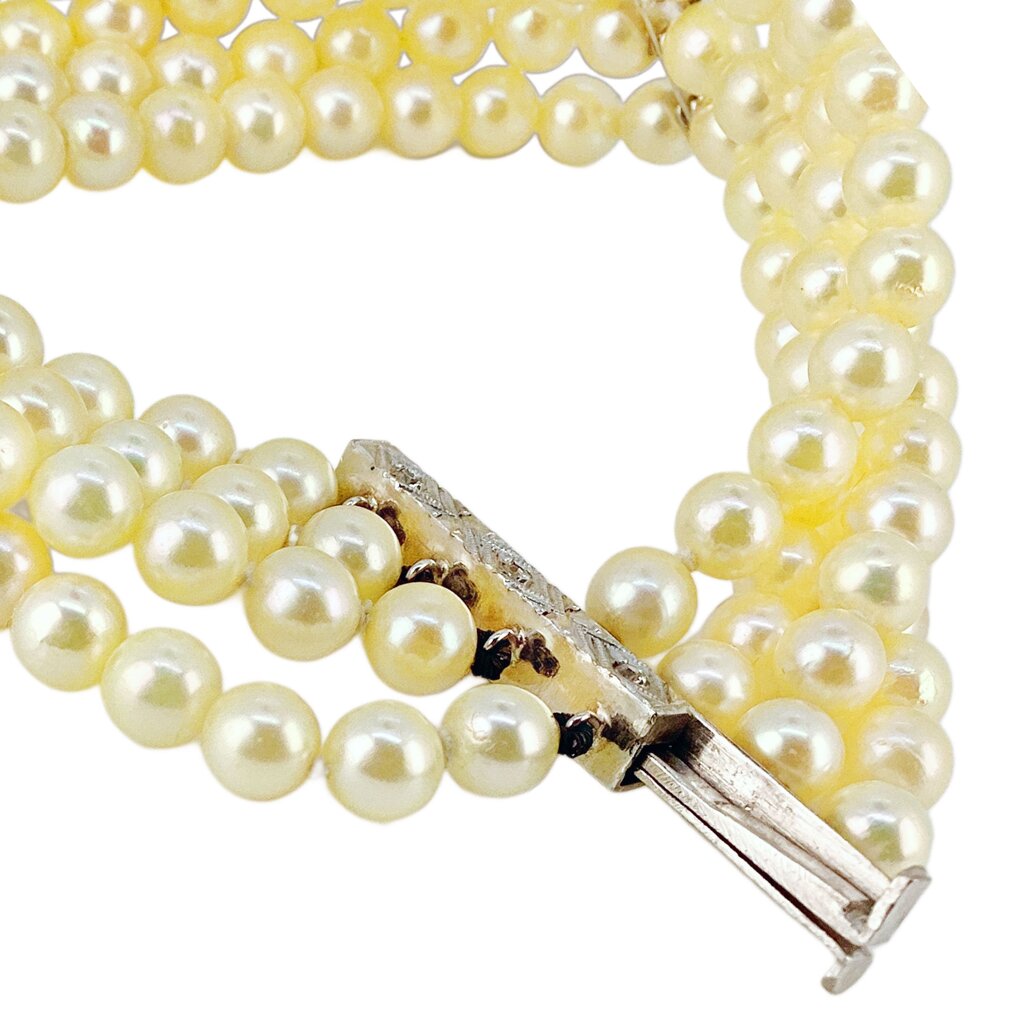 Platinum & 4 Strand Pearl Bracelet