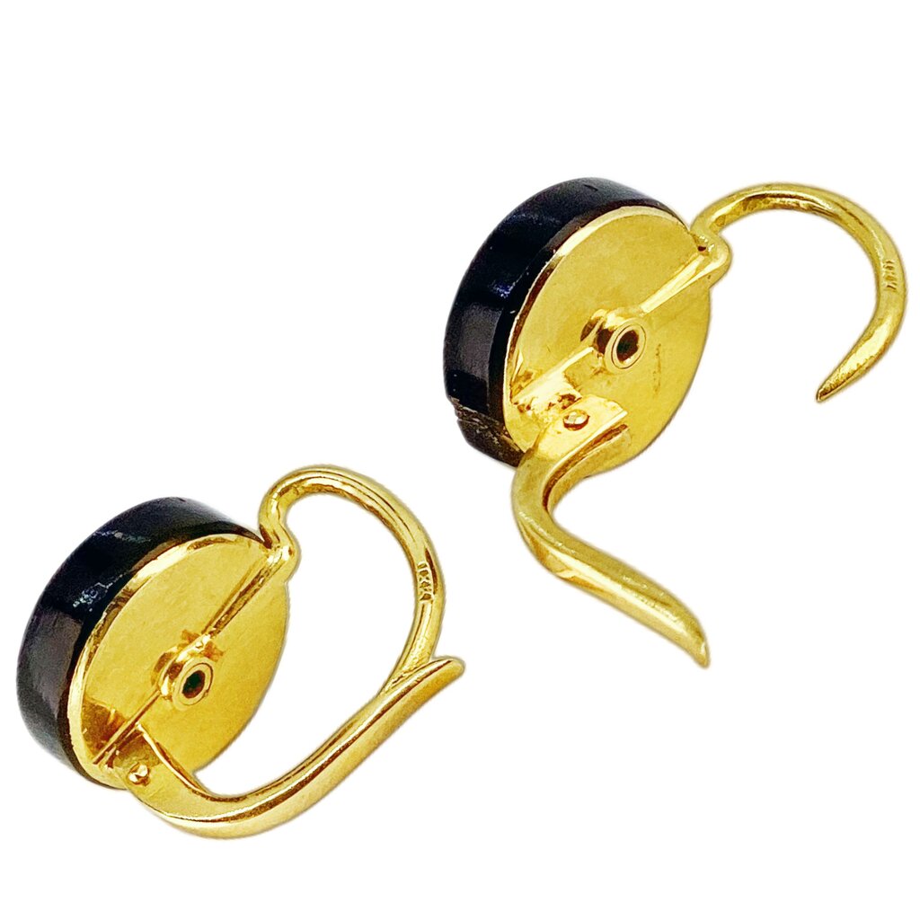 18Kt Gold, Pearl & Onyx Earrings