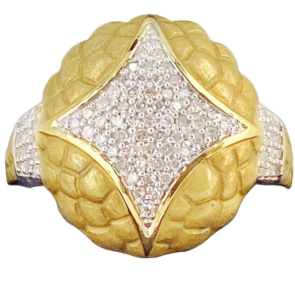 14Kt Gold & Diamond Brushed Dome Ring