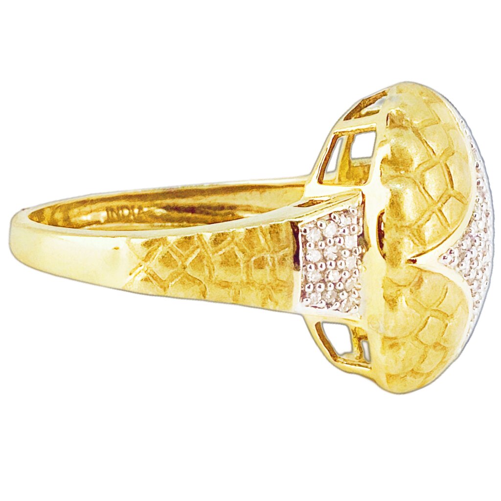 14Kt Gold & Diamond Brushed Dome Ring