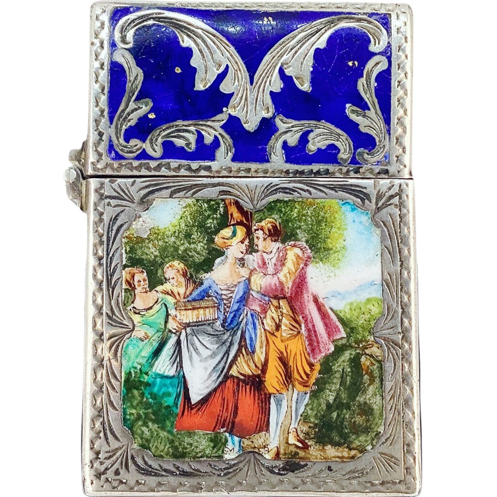 Italian 800 Silver & Enamel Lighter