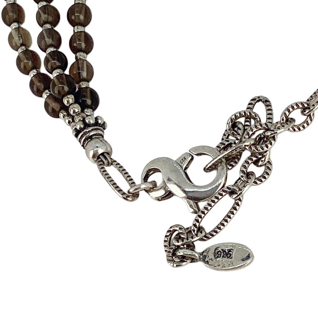 Sterling, Smoky Quartz and Turquoise Double Strand Necklace