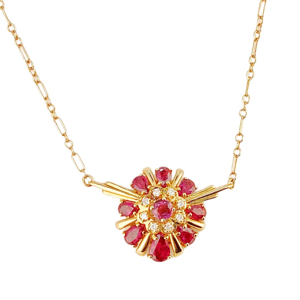 Ruby & Diamond Necklace Set in 14Kt Gold