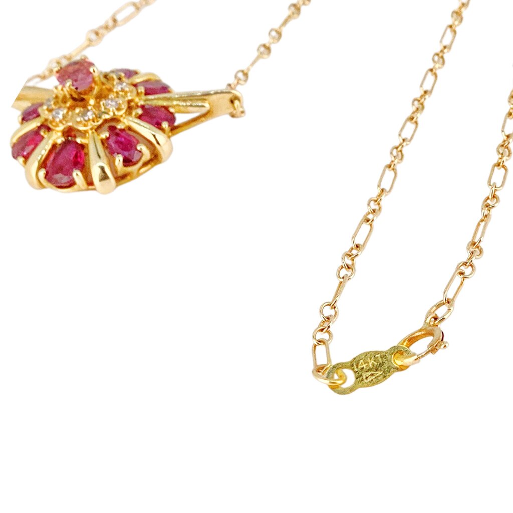 Ruby & Diamond Necklace Set in 14Kt Gold