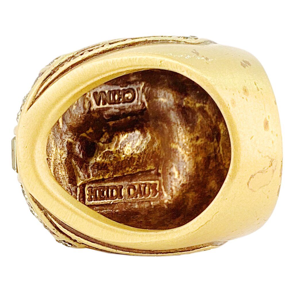 Vintage Heidi Daus Rhinestone Bronze Statement Ring